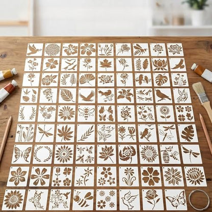 80 PCS Flower Painting Stencils Reusable Templates for Crafts & Painting on Wood, Canvas, Glass & Walls