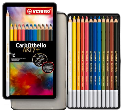 STABILO - CarbOthello - Chalk-Pastel Pencil - ARTY+ - Tin of 12 - Assorted colors - style: Tin Set - 12 colors