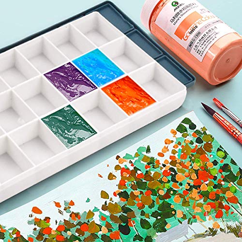 24 Paint Palette Plastic Paint Holder Watercolor Acrylic Paint Storage Travel Palette Tray with Rubber Lid for Artists Students Kids