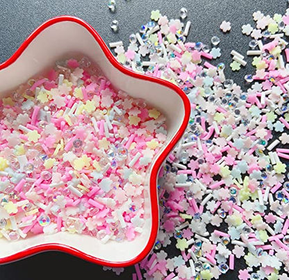 EHOPE Fake Sprinkles Resin Sprinkles Fake Candy Sprinkles Clay Sprinkles Polymer Sprinkles Polymer Clay Slices for Nail Art DIY Crafts Cake Phone Case(40G-Sugar granules+Cherry Blossoms-19) - color: 19-Sugar granules+Cherry Blossoms