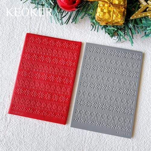 Keoker Polymer Clay Texture Sheet Christmas, Christmas Clay Texture Mat for Making Earrings Jewerly, Christmas Polymer Clay Earrings Tools (Style 2) - color: Style 2