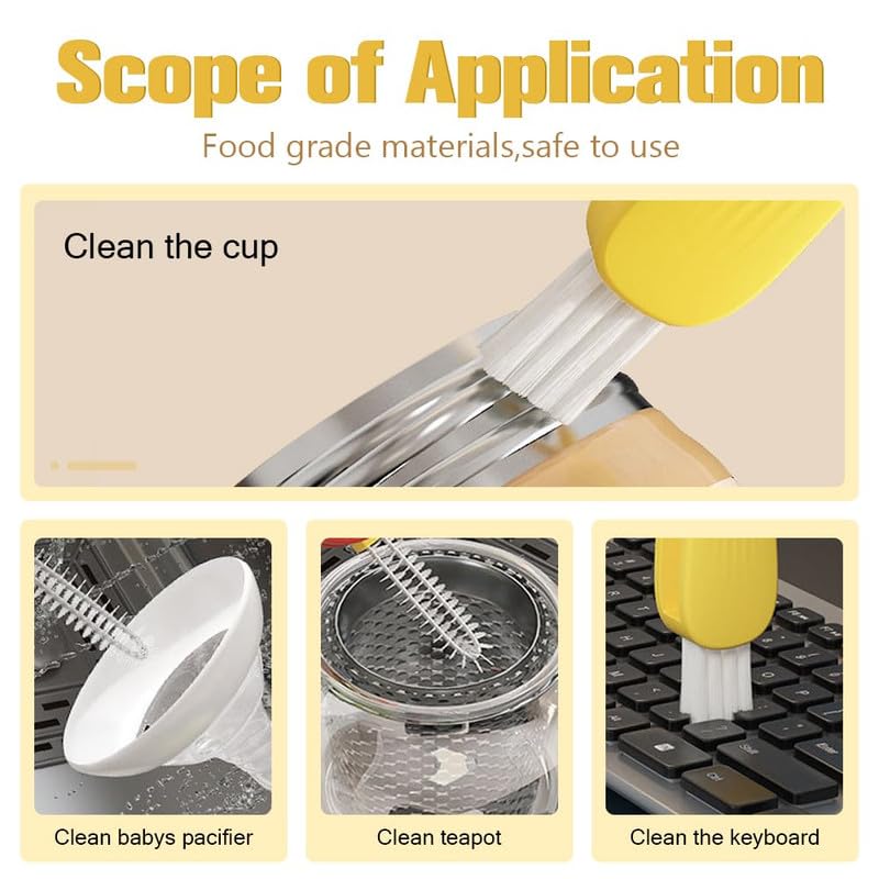 3 in 1 Cup Lid Cleaning Brush, 2024 New Crevice Cleaning Brush Set for Baby Bottle Gap Tight Spaces Cup, 3 in 1 Multifunctional Cleaning Brush Portable Cup Lid Cleaner with Brush(D) - color: D1