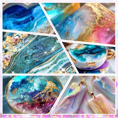 Alcohol Ink - 12 Vibrant Colors Alcohol Inks for Resin, Fast-Drying High Concentrated Resin Color Pigment for Epoxy Resin, Tumbler Making, Fluid Art Painting, Resin Art, Coaster - 0.35Fl oz