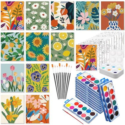 Ctosree 12 Sets Pre Drawn Canvas Kit for Painting Adults Sip and Paint Kit Art Pre Printed Canvas Bulk for Adult Date Night, Art Party & Holiday Gift(Flower,8 x 10 in) - size: 8 x 10 in, style: Flower