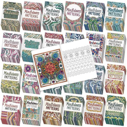 Liliful 24 Pcs Mindfulness Geometric Theme Coloring Book Bulk – Intricate Pattern & Mandala Coloring Books for Stress Relief, Ideal for Adult Relaxation, Gift Fillers & Self-Care Activities - style: Mindfulness