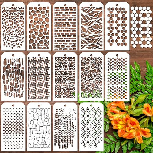 14 PCS Stencils Texture Stencils for Painting Crafts Reusable Art Deco Stencil for Home Cake Decorating DIY Templates - size: Shape Stencils