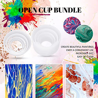 4 Pcs Open Cup Bundle for Acrylic Paint Pour Silicone Leaky Floating Open Cups Acrylic Paint Pouring for DIY Resin, White