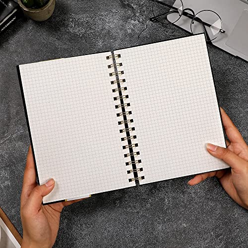 Yoment Graph Paper Spiral Notebook A5 Graphing Notebook 160 Pages Graph Paper Notebook Spiral Bound Waterproof Plastic Hardcover Spiral Journal 5x7 Grid Notebooks for Note Taking,Black - color: Black, style: A - Graph - A5