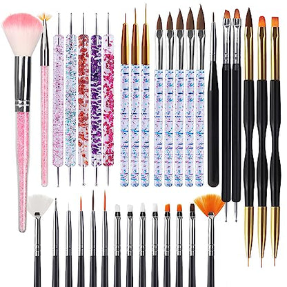 Artdone 35pcs Nail Art Pens brushes,Nail Art Tool Set,Nail Dotting Tools,Nail Dust Brush,Striping Nail Art Brushes for Long Lines,Nail Drawing Pen For Nail Design - color: 35pcs