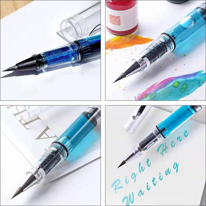 NUOBESTY 5Pcs Stationery fountain pen student Refillable Fountain Pen plastic wolf hair office Brush Pen water paint brush pens soft brush Paint Calligraphy Brush Pen refillable