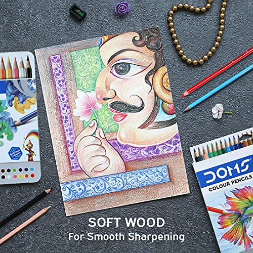 Doms Supersoft Non-Toxic Colour Pencil Set in Flat Tin Box (12 Assorted Shades)