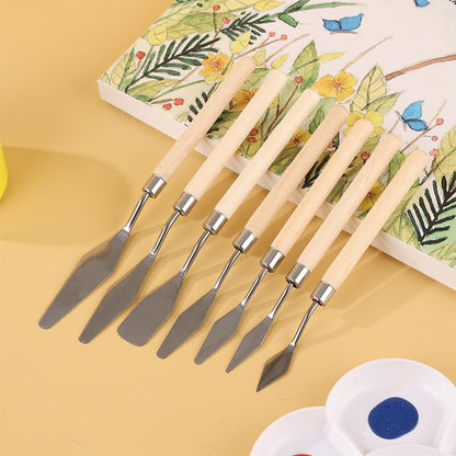 7-Piece Palette Knife Set: Stainless Steel Painting & Scraping Tools for Oil & Acrylics, Art & Canvas Work | Artist Supplies (Yellow) - color: Yellow