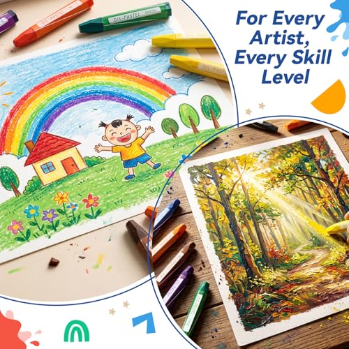 48 Sets 384 Pcs Oil Pastels Bulk 8 Colors Hexagonal Soft Oil Crayons Pastels Easy Grip Non-toxic Art Supplies for Beginners Artists Painting Drawing Blending Graffiti Gallery