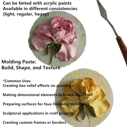 Acrylic Modeling Paste 3D Art Texture Paste 9.88oz/280ml, Ideal for Wood/T-Shirts/Glass/Stone, Sculpting Material Fast Drying Gesso Alternative DIY Crafts Projects (Modeling Paste with Bags) - color: Modeling Paste with Bags