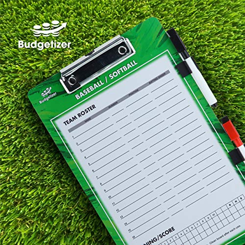 Dry Erase Coaches Clipboard - Includes Whistle and Dry Erase Markers - Double Sided Coach Whiteboard - style: Baseball