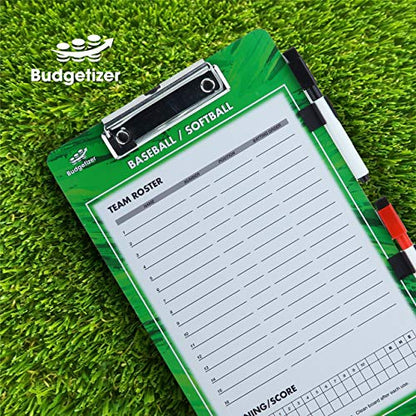 Dry Erase Coaches Clipboard - Includes Whistle and Dry Erase Markers - Double Sided Coach Whiteboard - style: Baseball