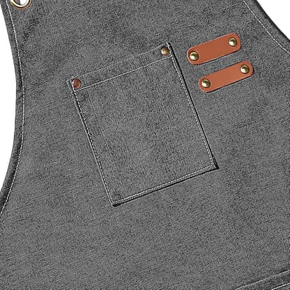 AFUN Aprons for Men Women with Large Pockets, 16-Ounce Cotton Canvas Cross Back Apron - color: Grey