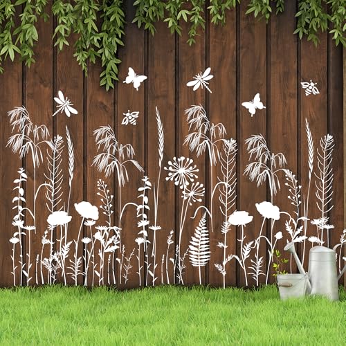 Large Flower Stencils for Walls Wildflower Stencil Reusable Floral Stencils for Painting on Wood Fence Canvas Fabrics Furniture - style: Wildflower