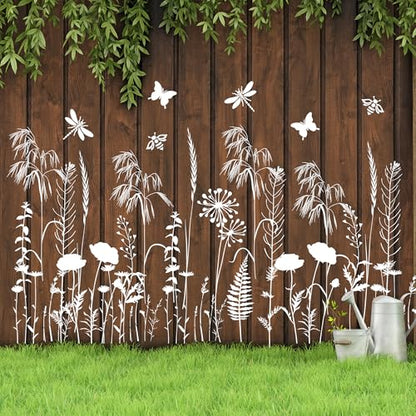 Large Flower Stencils for Walls Wildflower Stencil Reusable Floral Stencils for Painting on Wood Fence Canvas Fabrics Furniture - style: Wildflower
