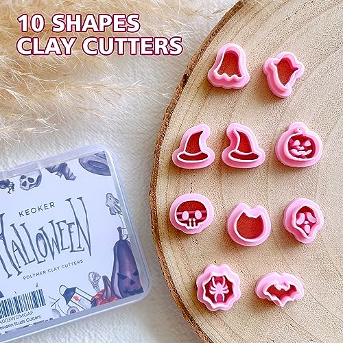 KEOKER Halloween Polymer Clay Cutters - 10 Shapes for Jewelry, Earrings, Pumpkin - Studs Included - color: Studs Clay Cutters