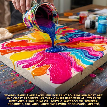 U.S. Art Supply 36" x 36" Unfinished Cradled Wood Panels for Painting, Gallery 1-1/2" Deep (2 Pack) - Artist Depth Wooden Wall Canvases - Mixed-Media Craft, Acrylic, Oil, Encaustic, Paint Pouring - size: 36" x 36", style: Square