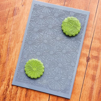 Daisy Flowers Polymer Clay Texture Mat - Daisy Blossom Texture Sheets for Polymer Clay Jewelry Making, Earring Charms, DIY Craft Supplies