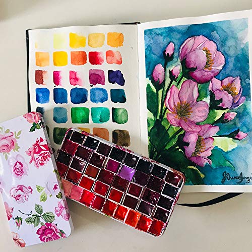 FCLUB Watercolor Tin Palette with 20Pcs Empty Full Pans, Magnetic Squares | Lightweight Paint Tray Palettes, With 3ml Pans and 3M Magnetic Squares, DIY Art Palettes, Paint Holder, Painting Palette - color: Black, size: Pack of 20 Full Pans