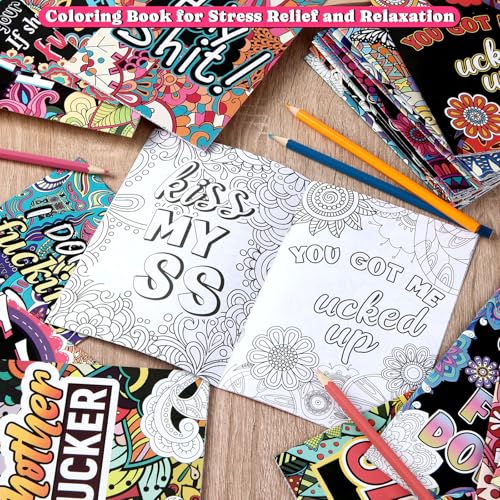 Liliful 144 Pcs Coloring Book Bulk for Adult DIY Art Stress Relief Drawing Book with Patterns, Goodie Bag Filler and Holiday Gifts - style: Funny