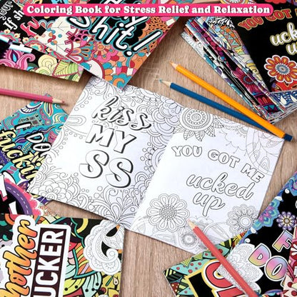 Liliful 144 Pcs Coloring Book Bulk for Adult DIY Art Stress Relief Drawing Book with Patterns, Goodie Bag Filler and Holiday Gifts - style: Funny