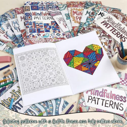 Liliful 24 Pcs Mindfulness Geometric Theme Coloring Book Bulk – Intricate Pattern & Mandala Coloring Books for Stress Relief, Ideal for Adult Relaxation, Gift Fillers & Self-Care Activities - style: Mindfulness