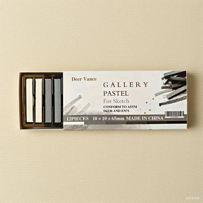 Gallery Pastel for Sketch Grey Tone, 12 Pieces Soft Pastel Sticks Set