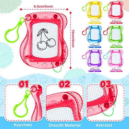 Zhehao 72 Pack Mini Magnetic Drawing Board for Kids, Backpack Keychain Clip Drawing Boards Erasable Doodle Sketch Writing Pad for Kids Birthday Party Favors, Prizes, Goodie Bag Fillers, Gift Bag Toys