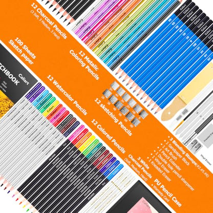 176PCS Art Supplies Sketching Kit, 34 Double Tip Brush Pens Art Markers