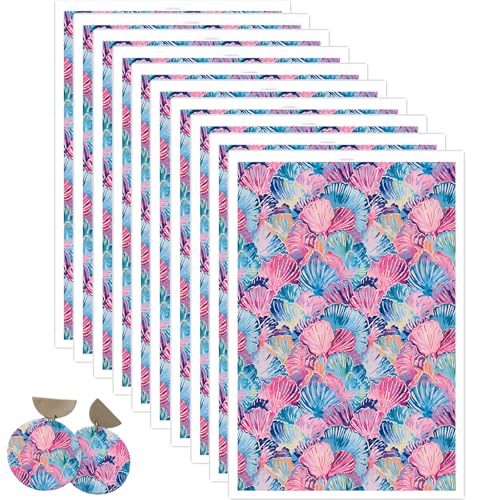 Shell Transfer Paper for Polymer Clay, 10 Pcs Water Transfer Sheets for Polymer Clay, Colorful Shell Shape Polymer Clay Transfer Paper for DIY Art Jewelry Earrings Necklaces Pendants Decor 5.82X3.93in - color: Shell Floral