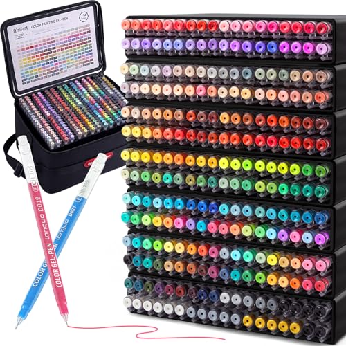 Gel Pens For Coloring, 252 Pack Colored Pens for Black Paper & White Paper, 0.6MM Fine Point Pens for Coloring, Writing, Drawing, Journaling, Note Taking, Office, Home - color: Gift Set-252PCS