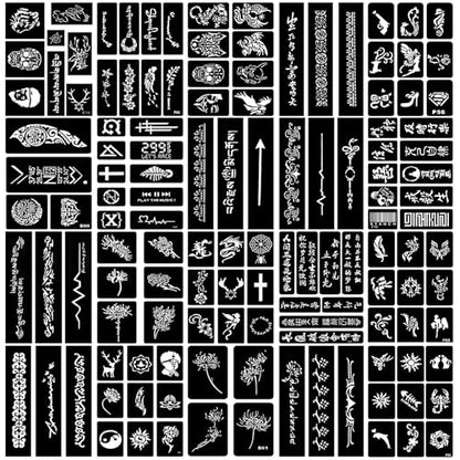 20 Sheets Temporary Tattoo Stencil for Women Girls Kids Boys, Dargon Butterfly Face Body Paint DIY Art Reusable Glitter Tattoos Kit School Show Birthdays Halloween Christmas Party Favor Supplies