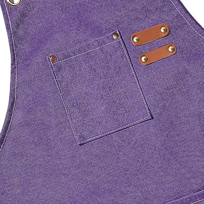 AFUN Aprons for Men Women with Large Pockets, 16-Ounce Cotton Canvas Cross Back Apron - color: Purple