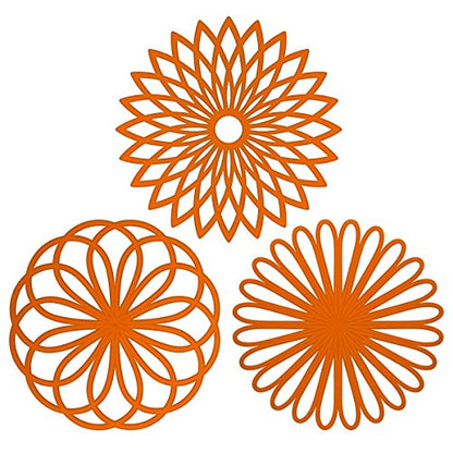 ME.FAN Silicone Trivet Mat - Kitchen Hot Pads for Pots & Dish - Insulated Teapot Trivet - Flexible, Durable, Non-Slip Large Coasters 3 Set Orange - color: 3set-orange