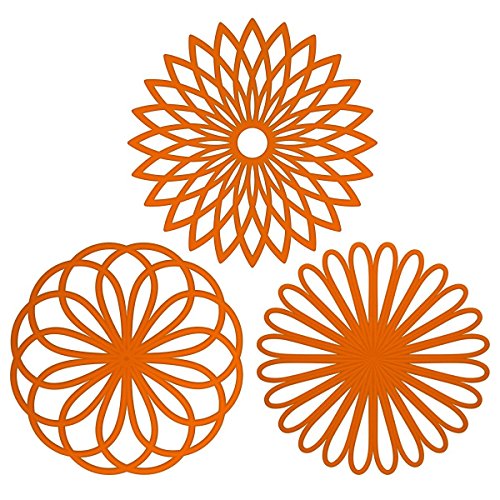 ME.FAN Silicone Trivet Mat - Kitchen Hot Pads for Pots & Dish - Insulated Teapot Trivet - Flexible, Durable, Non-Slip Large Coasters 3 Set Orange - color: 3set-orange
