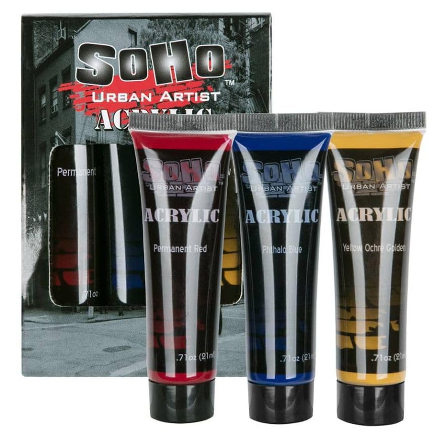 Soho Urban Artist Acrylic Paint - Thick, Rich, Water-Resistant, Heavy Body Paint, 12mL - Assorted Set of 3, Set of 3-21mL