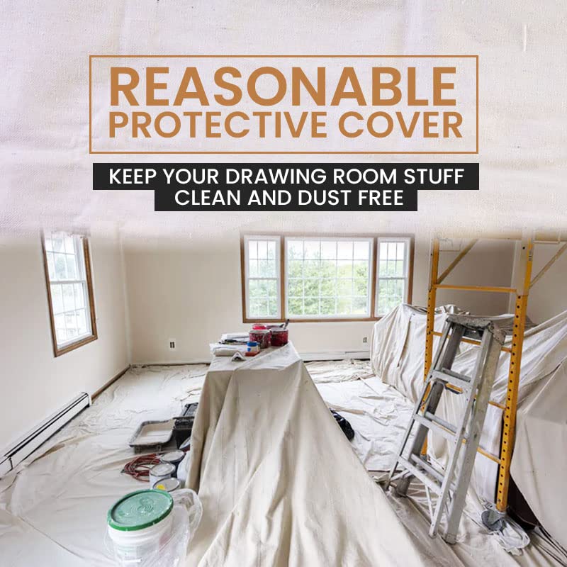 Canvas Painters Drop Cloth (Size 9 x 12 Feet - Pack of 2) - Pure Cotton Paint Drop Cloth for Painting, Curtains, Furniture & Floor Protection - All Purpose Thick Canvas tarp with Double Stitched Edges - size: 9' x 12' - Pack of 2