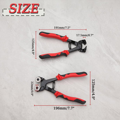 2Pcs Heavy Duty Wheeled Glass Mosaic Nipper and Ceramic Tile Nipper with Comfortable TPR Handle, Glass Tile Nippers Set for Quickly Cutting Ceramic Stained Glass Mosaic Tile