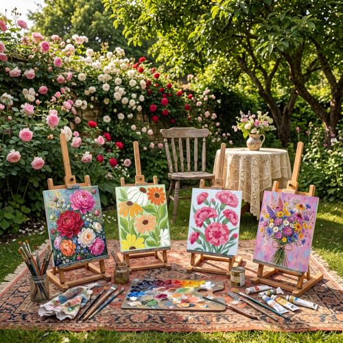 Sherr 24 Pcs Pre Drawn Canvas for Painting Adult Pre Printed Canvas Bulk Sip and Paint Kit Stretched Panels Paint Set for Theme Valentine Painting Night Party Favor(Abstract Flower,8 x 10 Inch) - size: 8 x 10 Inch, style: Abstract Flower
