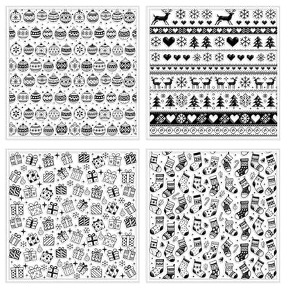 CHGCRAFT 4 Pcs Christmas Polymer Clay Texture Sheets Knitted Patterns Silicone Texture Stamp Snow Socks Clay Texture Mat Modeling Pattern Pad Sheets for Jewelry and Earrings Tools, 5.5x5.5 inch - style: Snow Socks