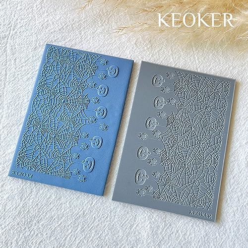 Keoker Polymer Clay Texture Sheet Halloween, Halloween Clay Texture Mat for Making Earrings Jewerly - color: Fall polymer clay texture sheets 1