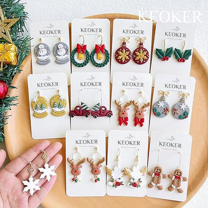 Keoker Christmas Clay Cutters, Polymer Clay Cutters for Earrings Making, 10 Shapes Christmas Clay Earrings Cutters, Reindeer Clay Cutters - color: earrings clay cutters 1