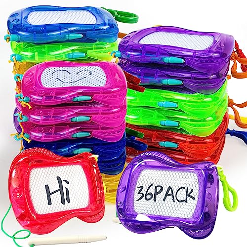 36 Pack Mini Magnetic Drawing Board (6 Colors), Kids Party Favors Backpack Keychain Doodle Drawing Boards, Erasable Sketch Board Writing Pad for Boys Girls Classroom Supplies Goodie Bag Stuffers - style: 36Pcs