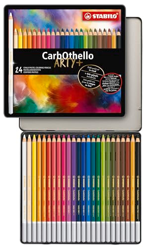 STABILO - CarbOthello - Chalk-Pastel Pencil - ARTY+ - Tin of 24 - Assorted colors - style: Tin Set - 24 colors