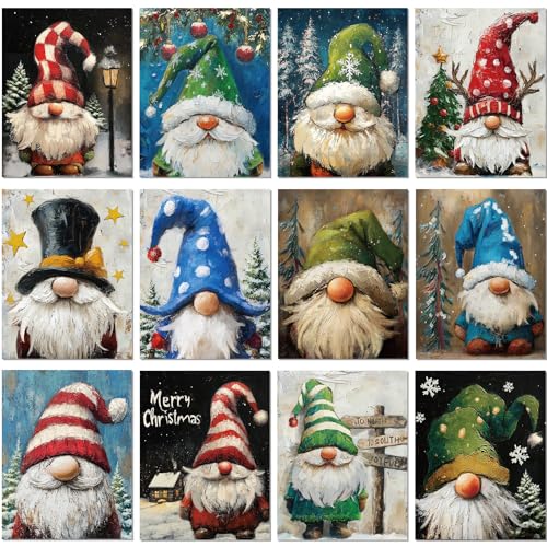 Sherr 12 Pcs Pre Drawn Canvas Pre Printed Canvas for Adults Sip and Paint Party Canvases Painting Kit for Summer Easter Mother's Day Party Favor(Xmas Gnome,8 x 10 Inch) - size: 8 x 10 Inch, style: Xmas Gnome