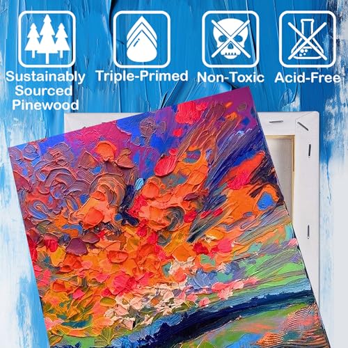 Halobios 6 Packs Stretched Canvases for Painting with 5x7in,9x12in Canvas, Blank Canvases for Acrylics, Oils & Other Painting Media, 5/8 Inch Profile 100% Cotton Artist Framed Canvas - size: 6 Pack Mixed - 9×12IN 5×7IN